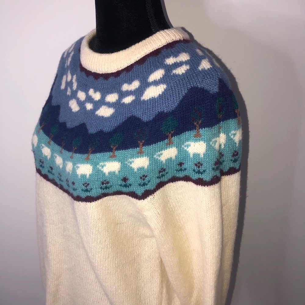 Woolrich Woman Vintage Fair Isle Sheep Sweater M - Picture 4 of 7